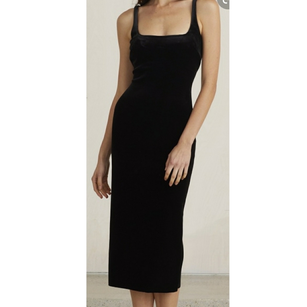 ZARA black sheath 90's style midi dress M